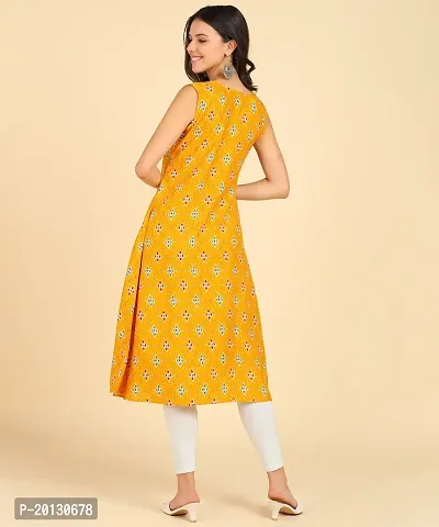 Womens Casual Wear Sleeveless Round Long Kurtis-thumb2