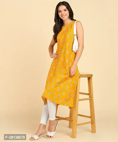 Womens Casual Wear Sleeveless Round Long Kurtis-thumb4