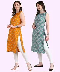 Womens Sleeveless Crepe Printed Kurta Pack Of 2-thumb1