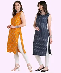 Womens Sleeveless Crepe Printed Kurta Pack Of 2-thumb2