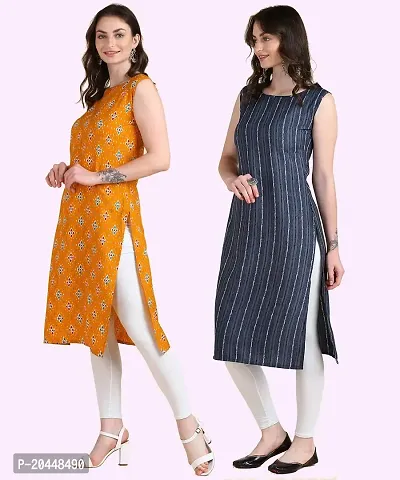 Womens Sleeveless Crepe Printed Kurta Pack Of 2-thumb3