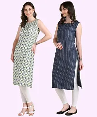 Womens Sleeveless Crepe Printed Kurta Pack Of 2-thumb2