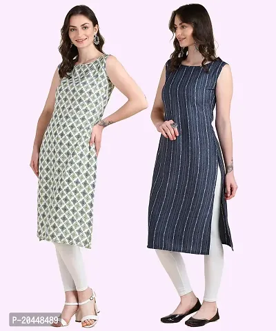 Womens Sleeveless Crepe Printed Kurta Pack Of 2-thumb3