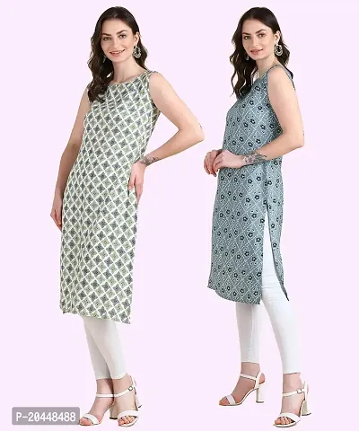 Womens Sleeveless Crepe Printed Kurta Pack Of 2-thumb3