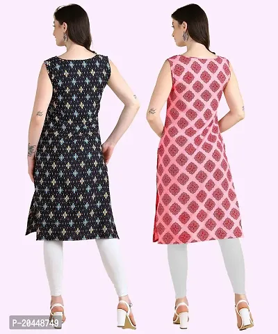 Womens Sleeveless Crepe Printed Kurta Pack Of 2 Kurtis-thumb2