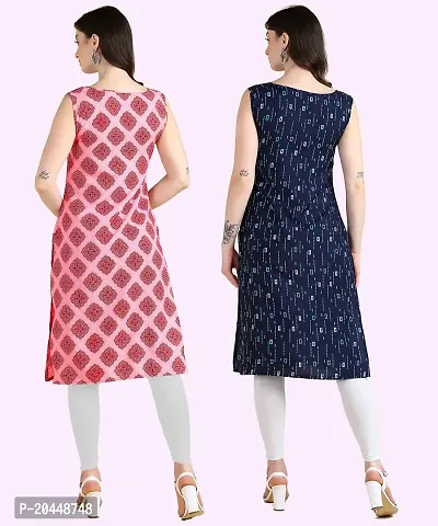 Womens Sleeveless Crepe Printed Kurta Pack Of 2 Kurtis-thumb2