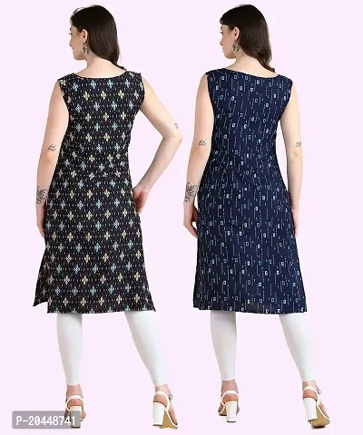 Womens Sleeveless Crepe Printed Kurta Pack Of 2 Kurtis-thumb2