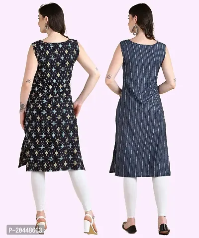 Womens Sleeveless Crepe Printed Kurta Pack Of 2 Kurtis-thumb3