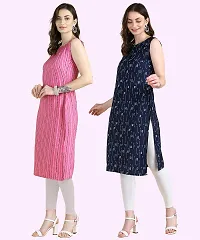 Womens Sleeveless Crepe Printed Kurta Pack Of 2 Kurtis-thumb2