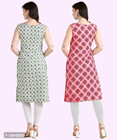 Womens Sleeveless Crepe Printed Kurta Pack Of 2 Kurtis-thumb2