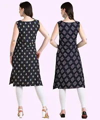 Womens Sleeveless Crepe Printed Kurta Pack Of 2 Kurtis-thumb1