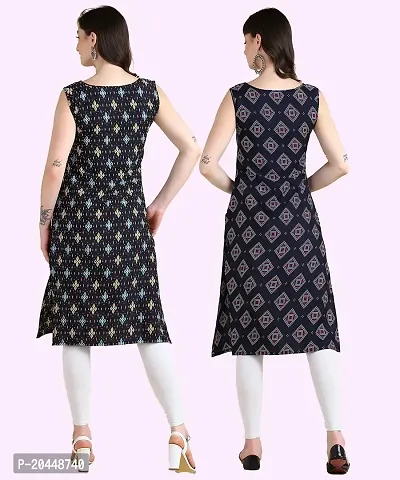 Womens Sleeveless Crepe Printed Kurta Pack Of 2 Kurtis-thumb2