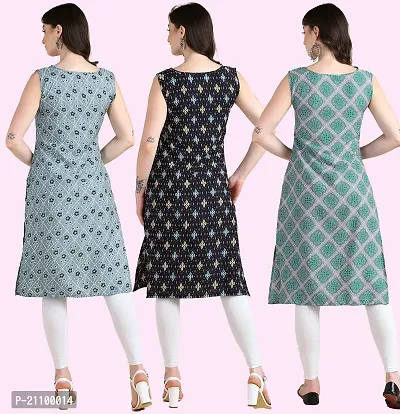 Womens Printed Crepe Sleeveless Kurti For Womens Pack Of 3-thumb3