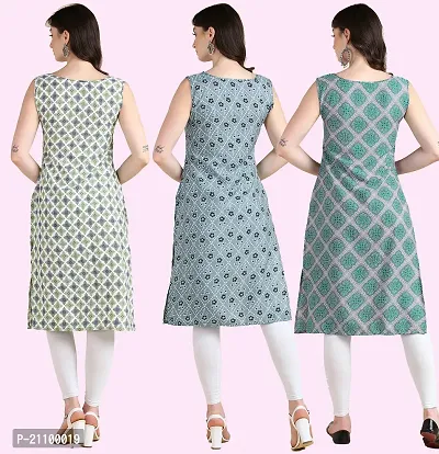 Womens Printed Crepe Sleeveless Kurti For Womens Pack Of 3-thumb3