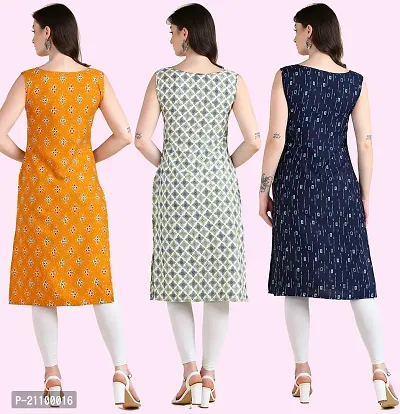 Womens Printed Crepe Sleeveless Kurti For Womens Pack Of 3-thumb3