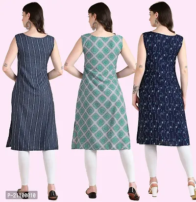 Womens Printed Crepe Sleeveless Kurti For Womens Pack Of 3-thumb3