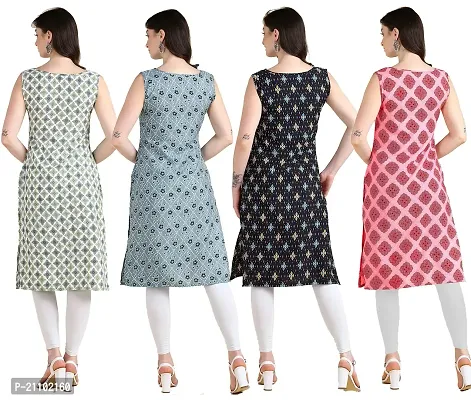 Womens Printed Crepe Sleeveless Kurti For Womens Pack Of 4-thumb2