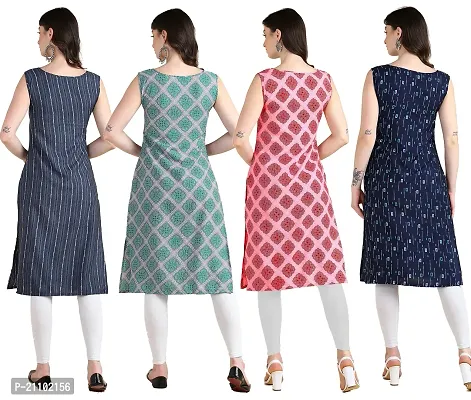 Womens Printed Crepe Sleeveless Kurti For Womens Pack Of 4-thumb2