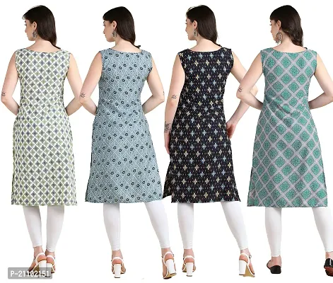 Womens Printed Crepe Sleeveless Kurti For Womens Pack Of 4-thumb2