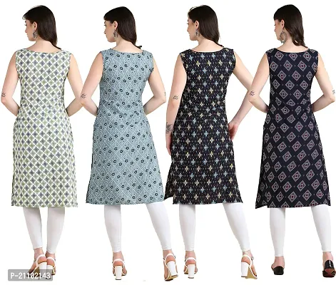 Womens Printed Crepe Sleeveless Kurti For Womens Pack Of 4-thumb2