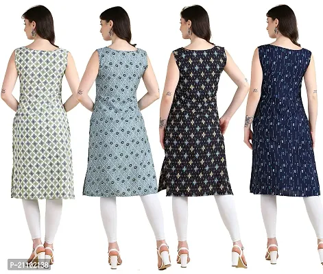 Womens Printed Crepe Sleeveless Kurti For Womens Pack Of 4-thumb2