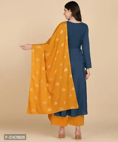 Womens Round kurta With Foil Printed Dupatta Set-thumb4