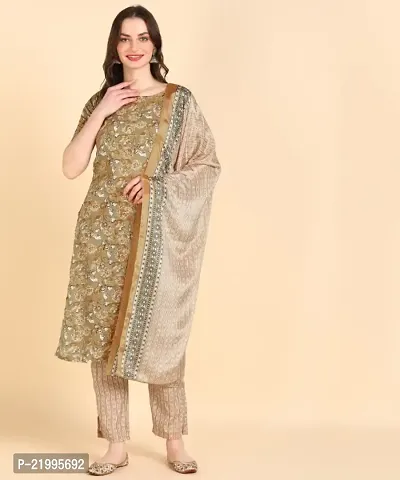 Womens Cotton Printed Kurta Pant With Dupatta Set-thumb0