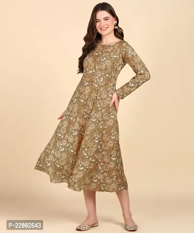 Womens Printed Cotton Round Kurti-thumb0