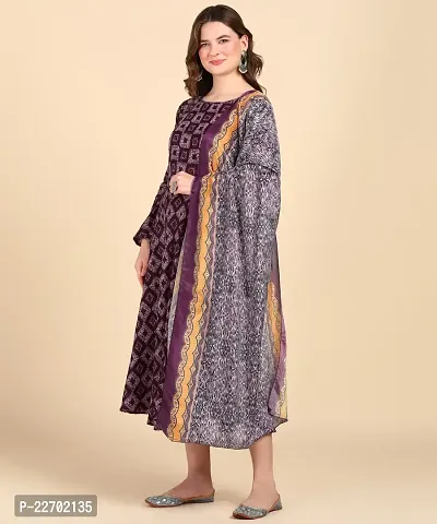 Womens Cotton Printed Anarkali Kurti With Dupatta-thumb4