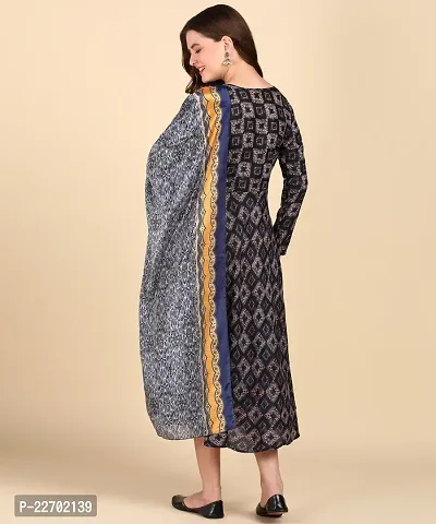 Womens Cotton Printed Anarkali Kurti With Dupatta-thumb2