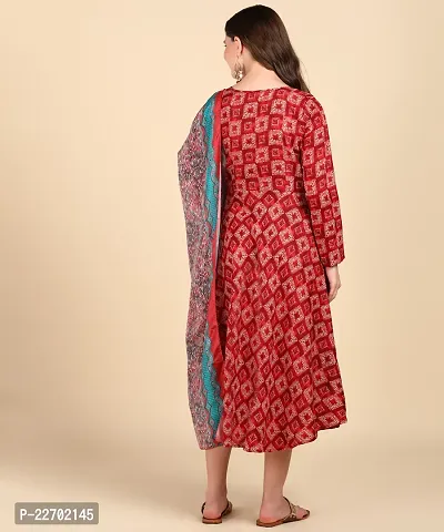 Womens Cotton Printed Anarkali Kurti With Dupatta-thumb3