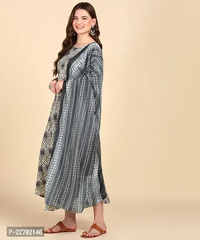 Womens Cotton Printed Anarkali Kurti With Dupatta-thumb4