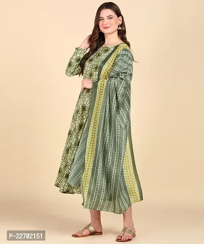 Womens Cotton Printed Anarkali Kurti With Dupatta-thumb3