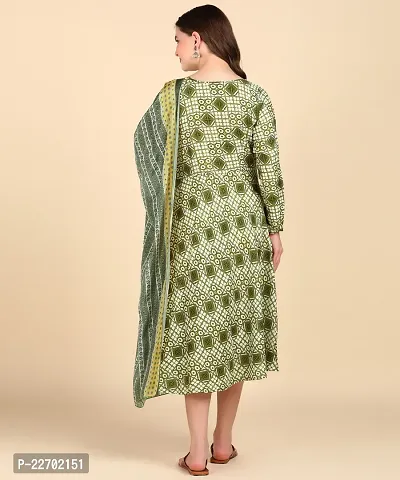 Womens Cotton Printed Anarkali Kurti With Dupatta-thumb4