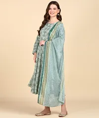 Womens Cotton Printed Anarkali Kurti With Dupatta-thumb1