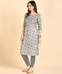 Women 's Printed Cotton Straight kurti-thumb1