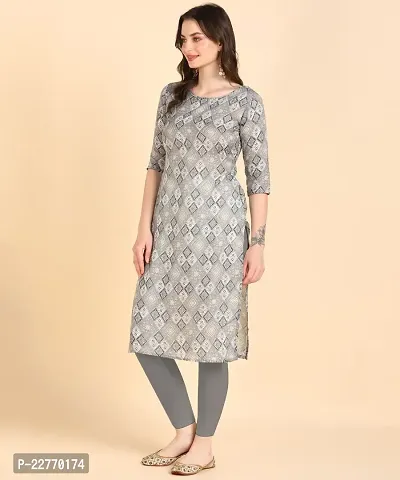 Women 's Printed Cotton Straight kurti-thumb2