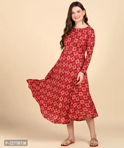 Womens Printed Cotton Round Kurti-thumb0