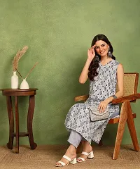 Women Cotton Blend Kurti Pant Set-thumb3