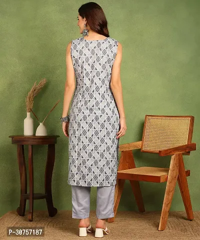 Women Cotton Blend Kurti Pant Set-thumb2