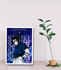 SINCE 7 STORE Naruto Sasuke Uchiha Anime Framed Poster (8x12 Inches) For Gifting/For Anime fans/For Room Decor (White)-thumb1