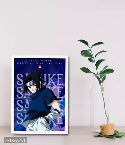 SINCE 7 STORE Naruto Sasuke Uchiha Anime Framed Poster (8x12 Inches) For Gifting/For Anime fans/For Room Decor (White)-thumb2