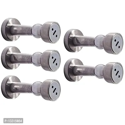Stainless Steel Magnetic Door Stopper Catcher with Screw Fitting - Sleek Design (Silver) - Pack of 5
