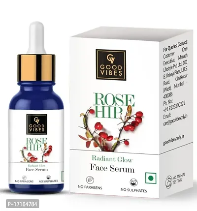Good Vibes Rose Hip Radiant Glow Face Serum, Light Weight Non Greasy Moisturizing Anti Ageing Formula For All Skin Types, Corrects Dark Spots-thumb0