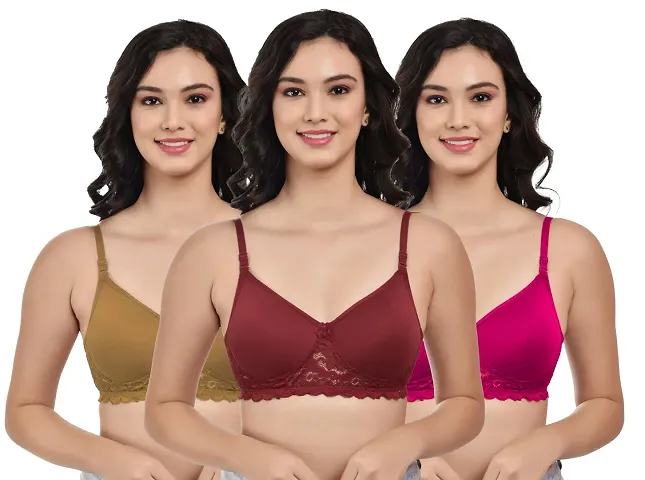 Stylish Solid Bras For Women Pack Of 3 Pack Of