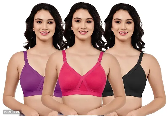 Stylish Multicoloured Hosiery Solid Bras For Women Pack Of 3 Pack Of-thumb0