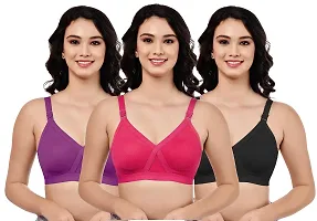 Stylish Multicoloured Hosiery Solid Bras For Women Pack Of 3 Pack Of-thumb1