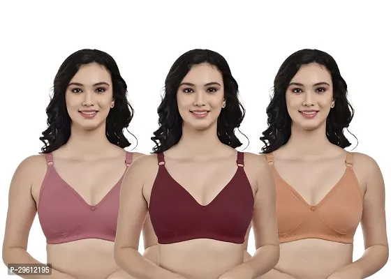 Stylish Multicoloured Cotton Solid Bras For Women Pack Of 3 Pack Of-thumb0