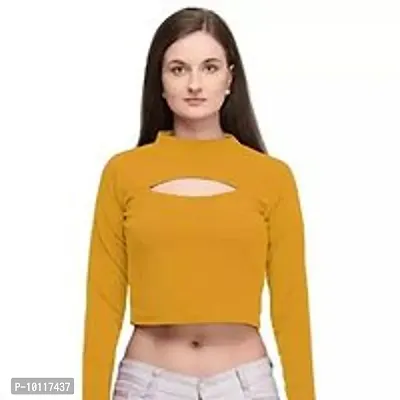 Stylish Fancy Lycra Solid Long Sleeves Top For Women-thumb0