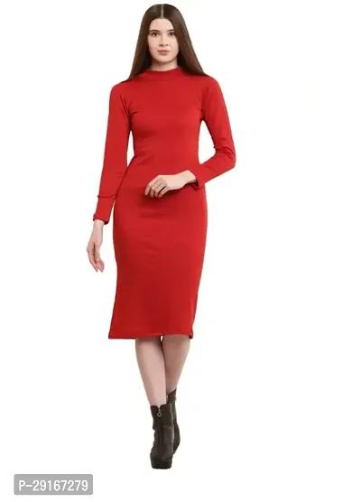 Stylish Red Four Way Cotton Solid Bodycon Dress For Women